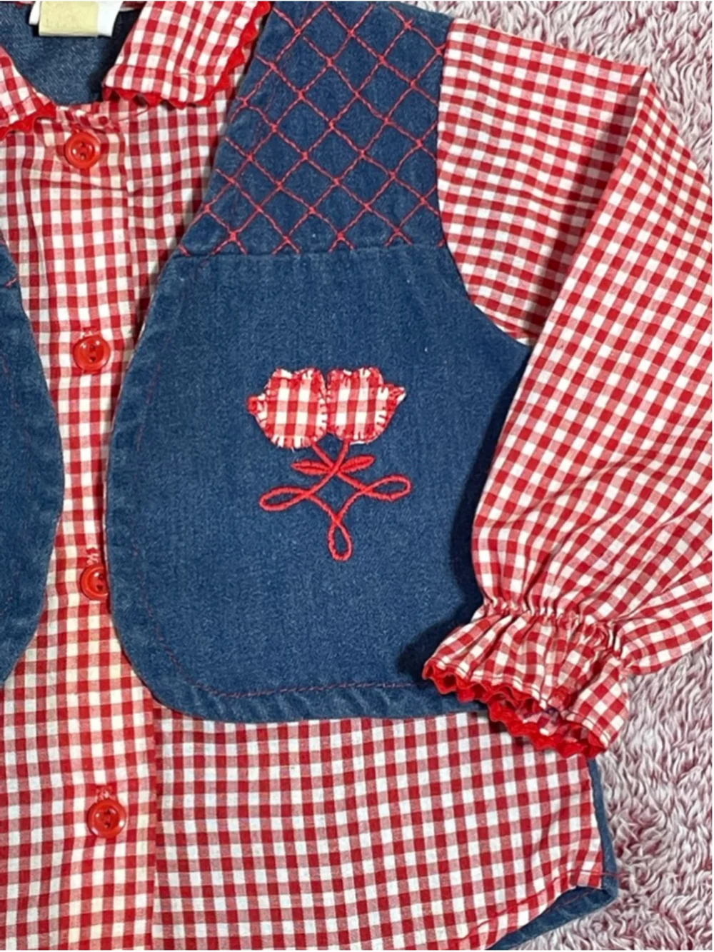 Vintage Carter’s Button Down western style gingham Shirt 2T